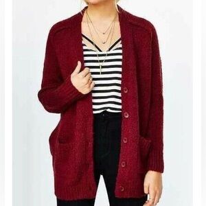 Urban Outfitters Cozy Red Cardigan Sweater
